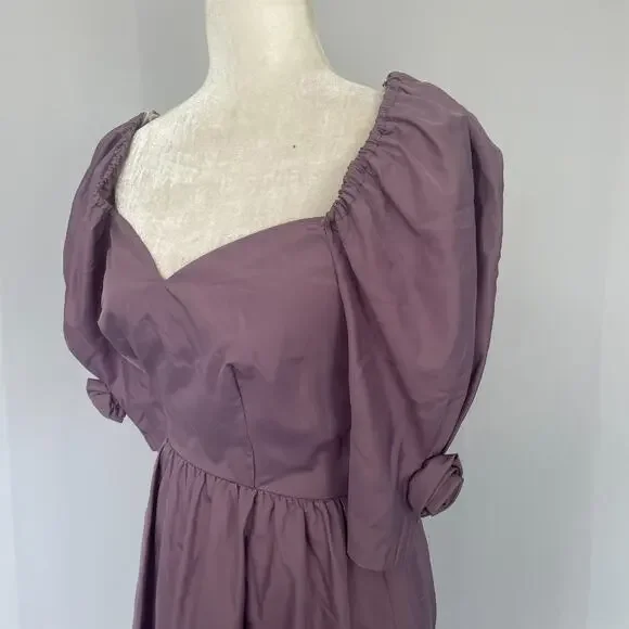 Vintage Maxi Dress Size 6 Purple Puff Sleeve A Line Princess Formal Prom 80s - Picture 5 of 16